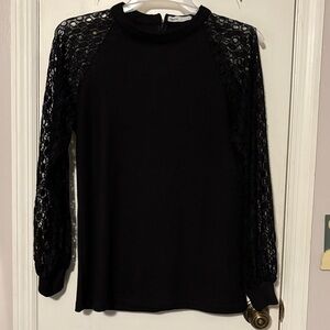 Black Lace Sleeve Top Large